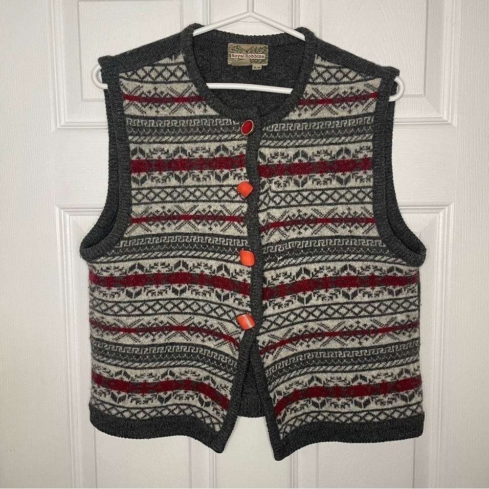 VINTAGE Royal Robbins Aztec 100% Wool Southwestern Vest Medium
